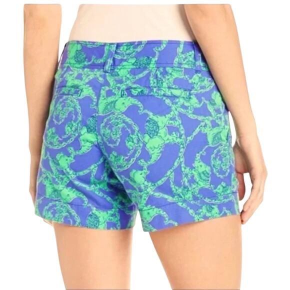 Lilly Pulitzer Blue Cotton Green Elephant Callahan Shorts - Picture 2 of 10